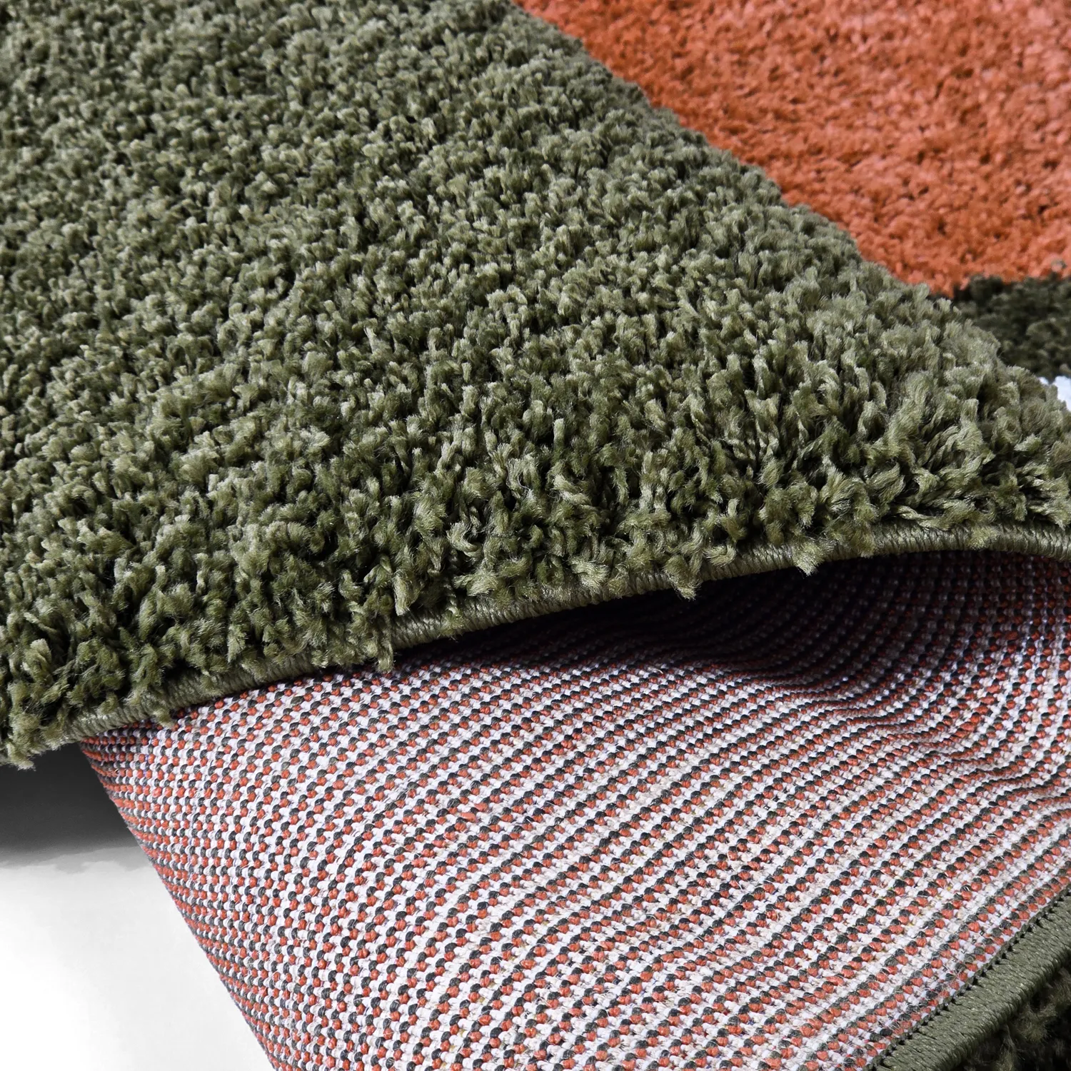 Shaggy rugs - Alsace (green/white/orange)