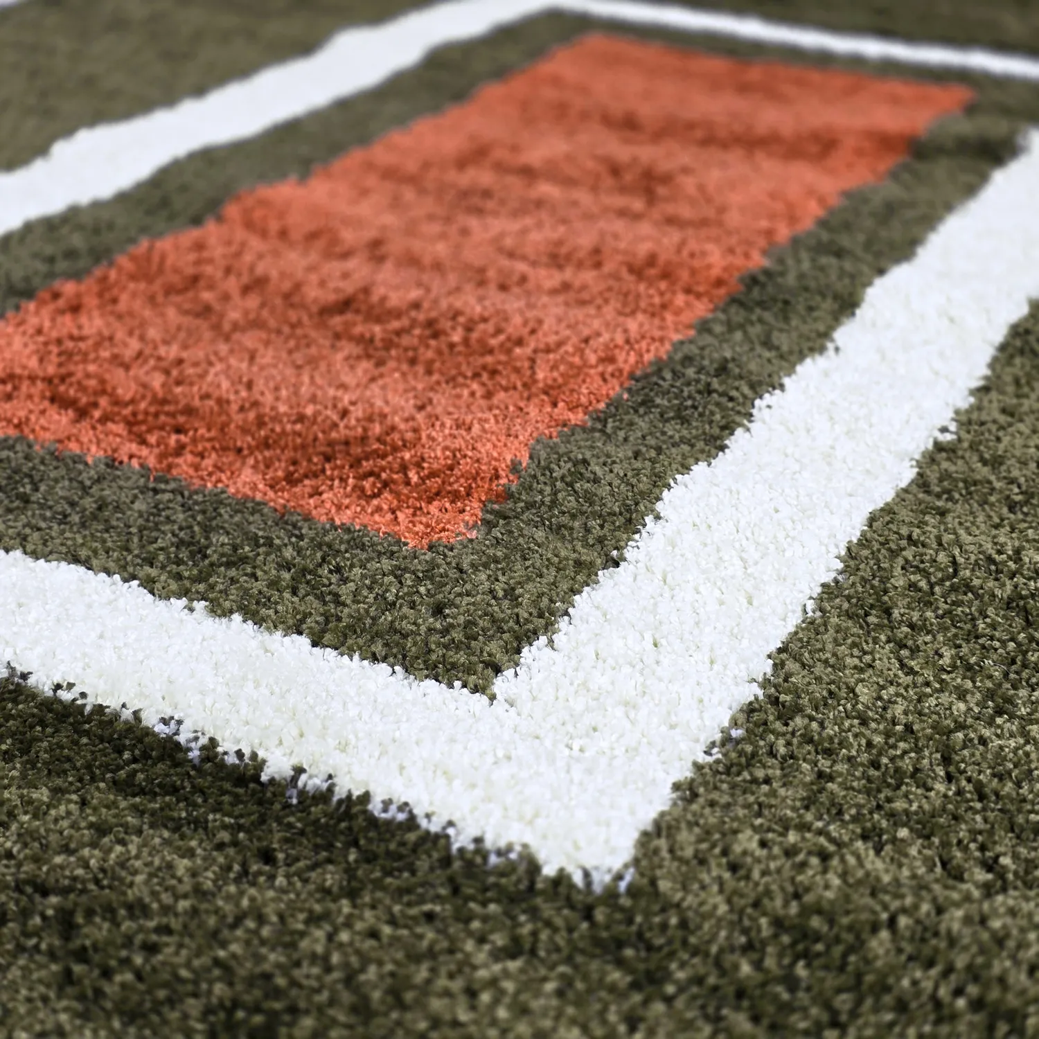 Shaggy rugs - Alsace (green/white/orange)
