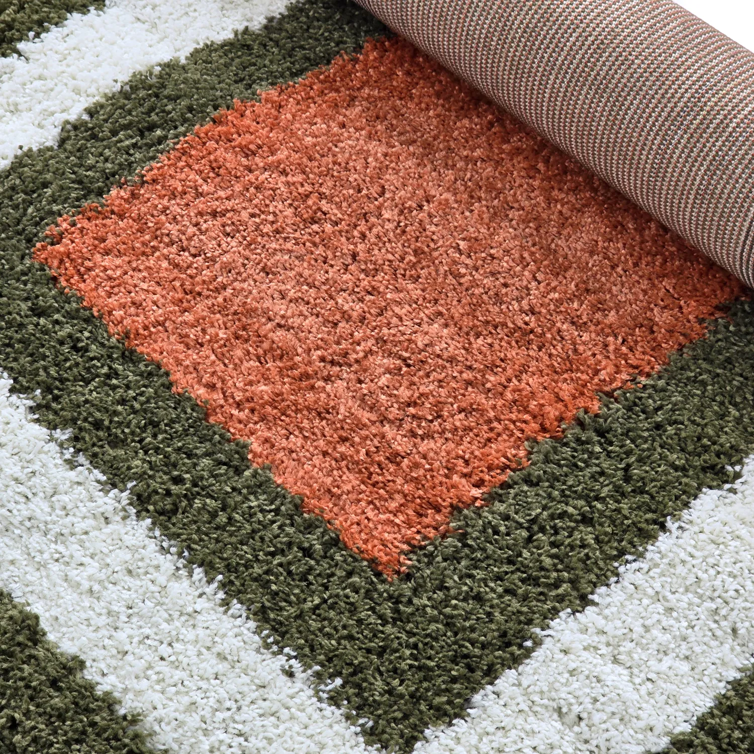 Shaggy rugs - Alsace (green/white/orange)