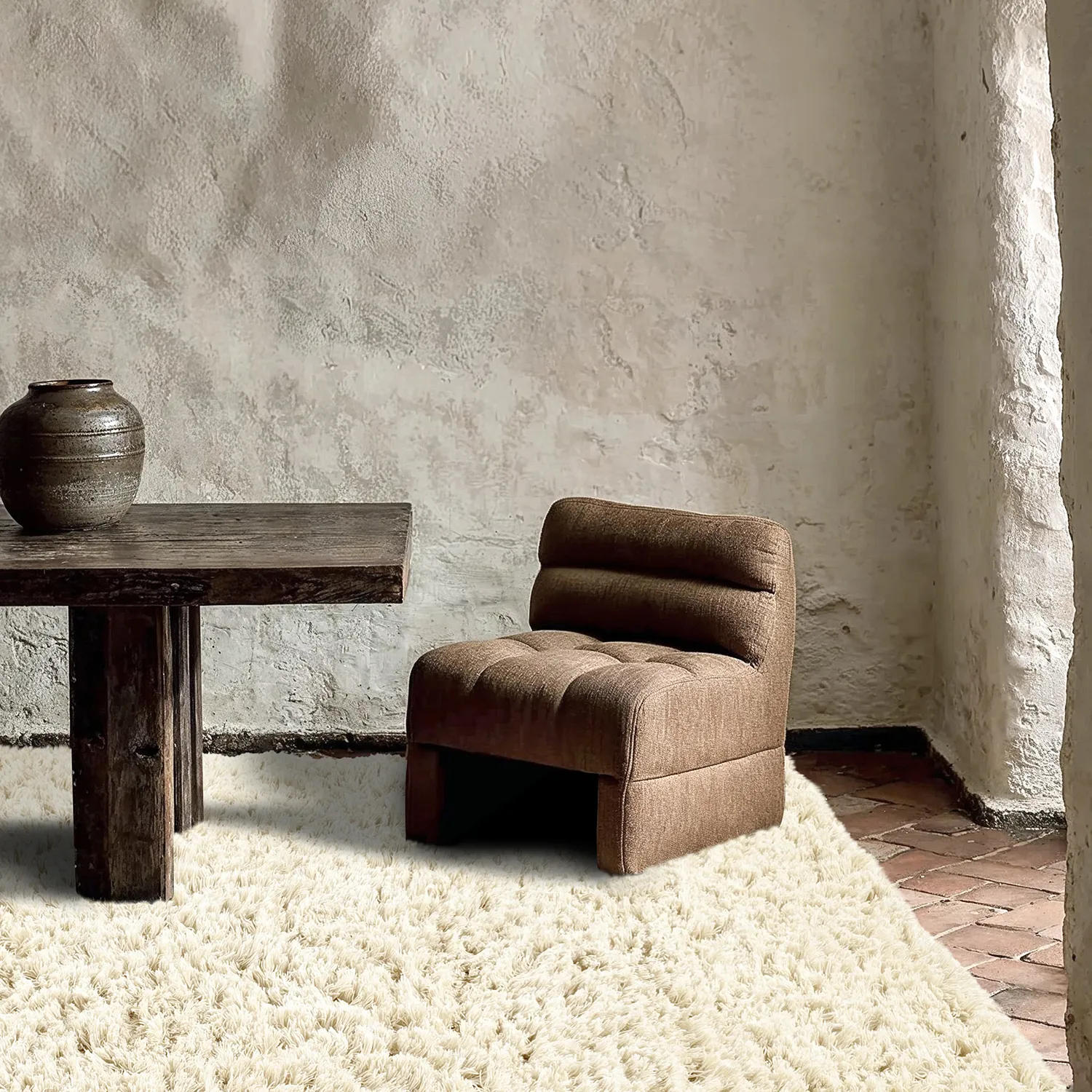 Shaggy rugs - Fassale Hand Woven Wool Shaggy (white)