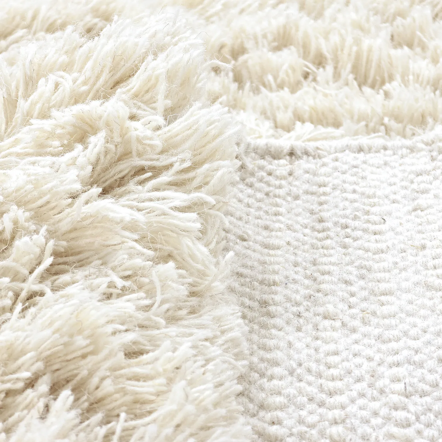 Shaggy rugs - Fassale Hand Woven Wool Shaggy (white)