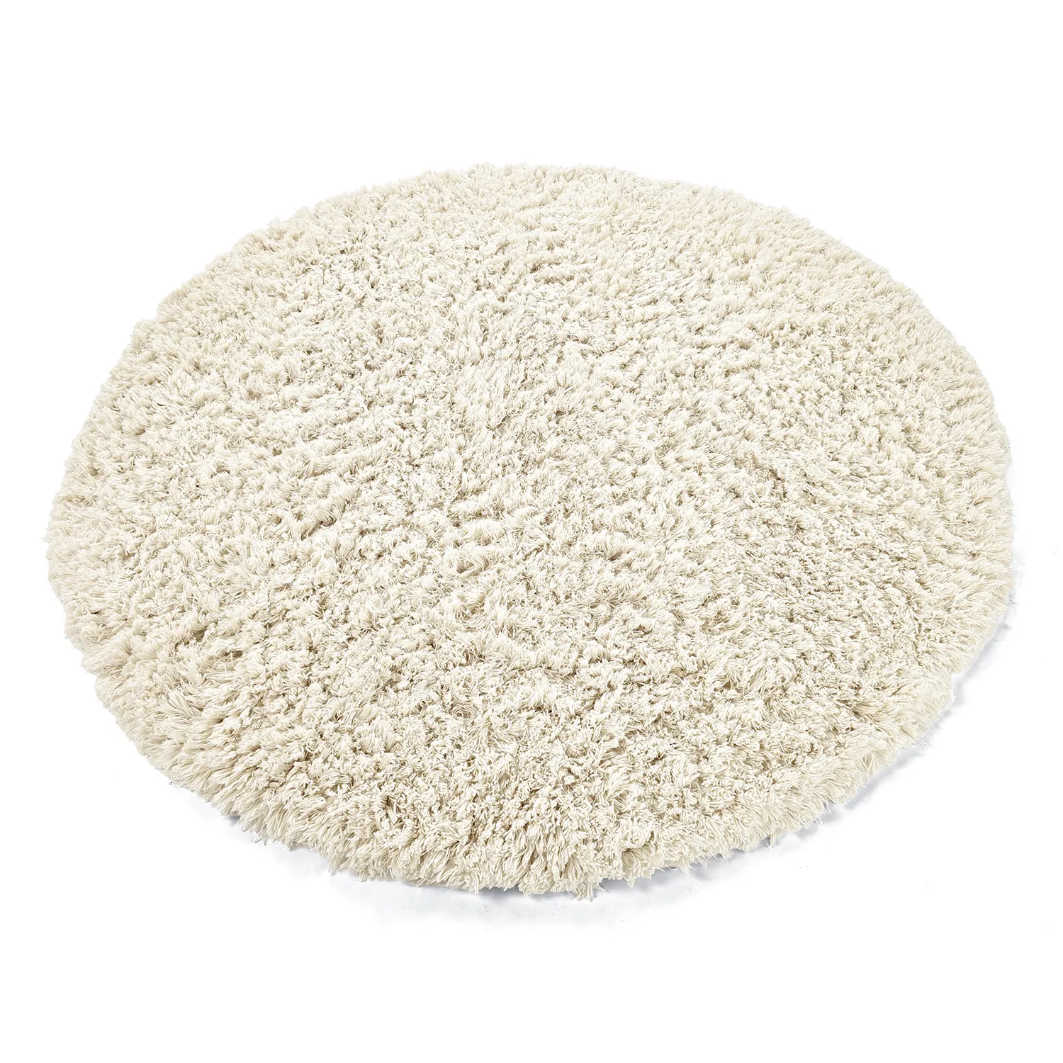 Round rug - Fassale Hand Woven Wool Shaggy (white)