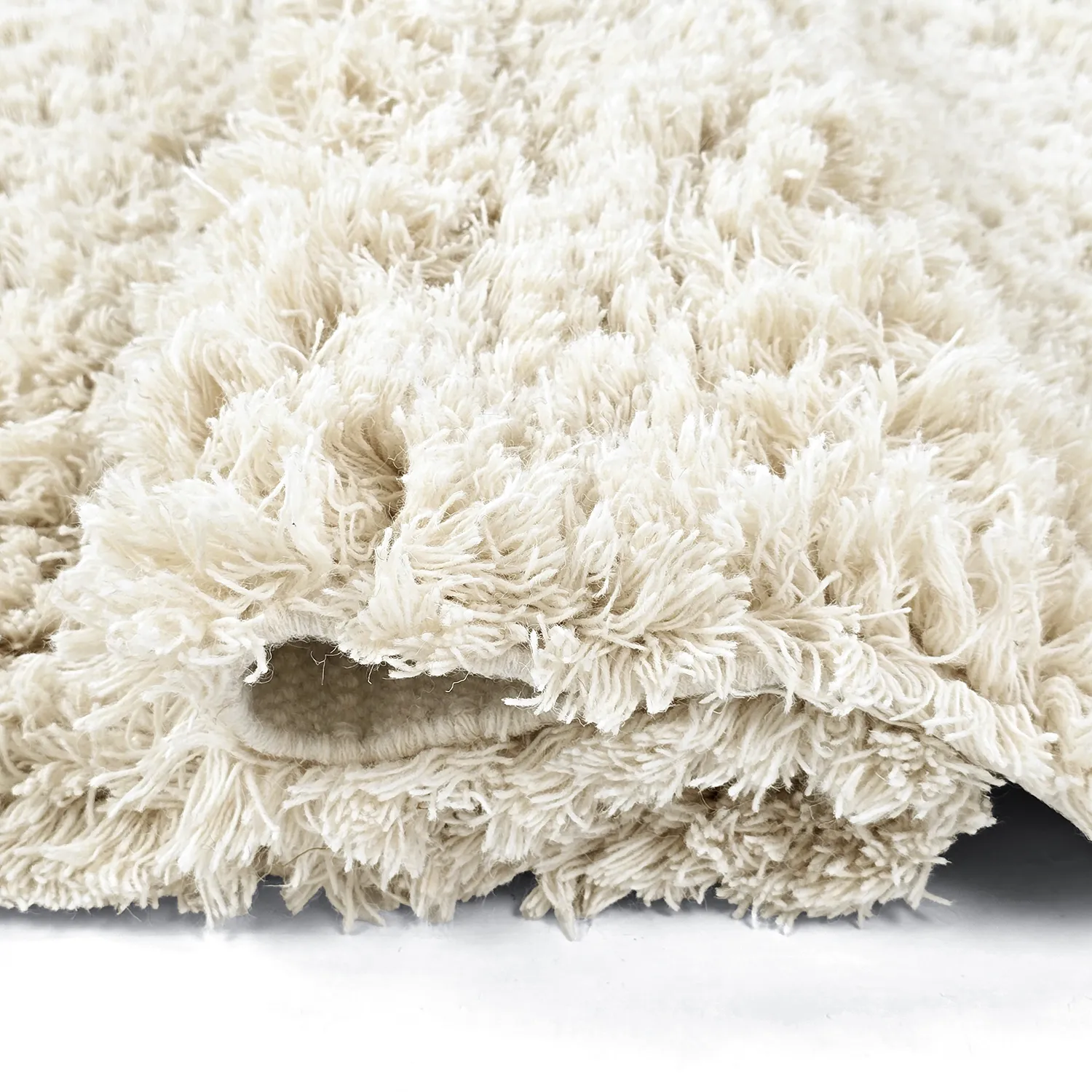 Round rug - Fassale Hand Woven Wool Shaggy (white)