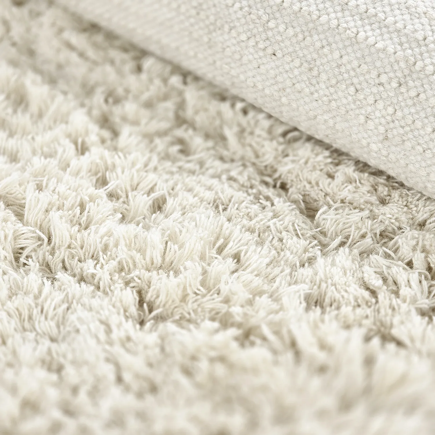 Round rug - Fassale Hand Woven Wool Shaggy (white)