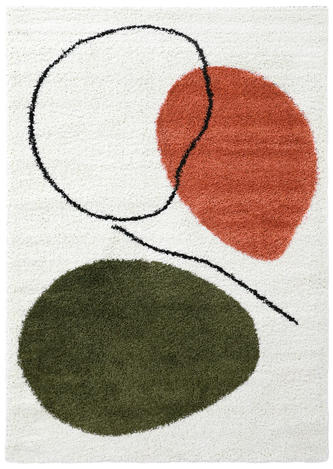 Shaggy rugs - Sanghar (white/orange/green)