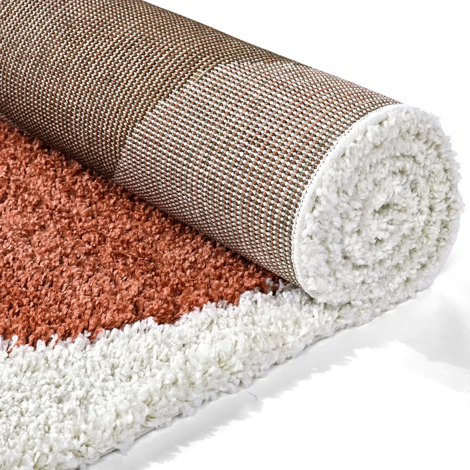 Shaggy rugs - Sanghar (white/orange/green)