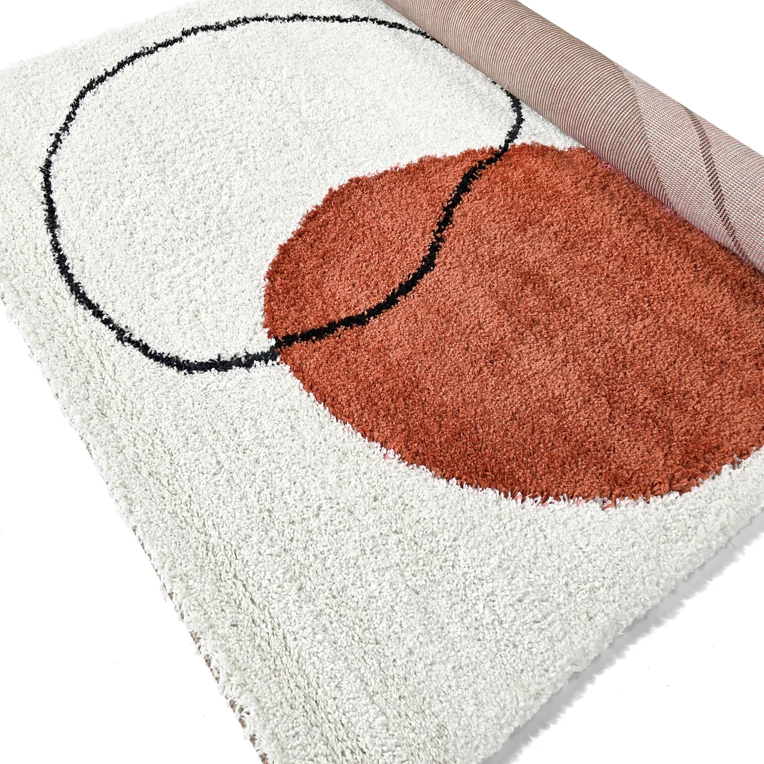 Shaggy rugs - Sanghar (white/orange/green)