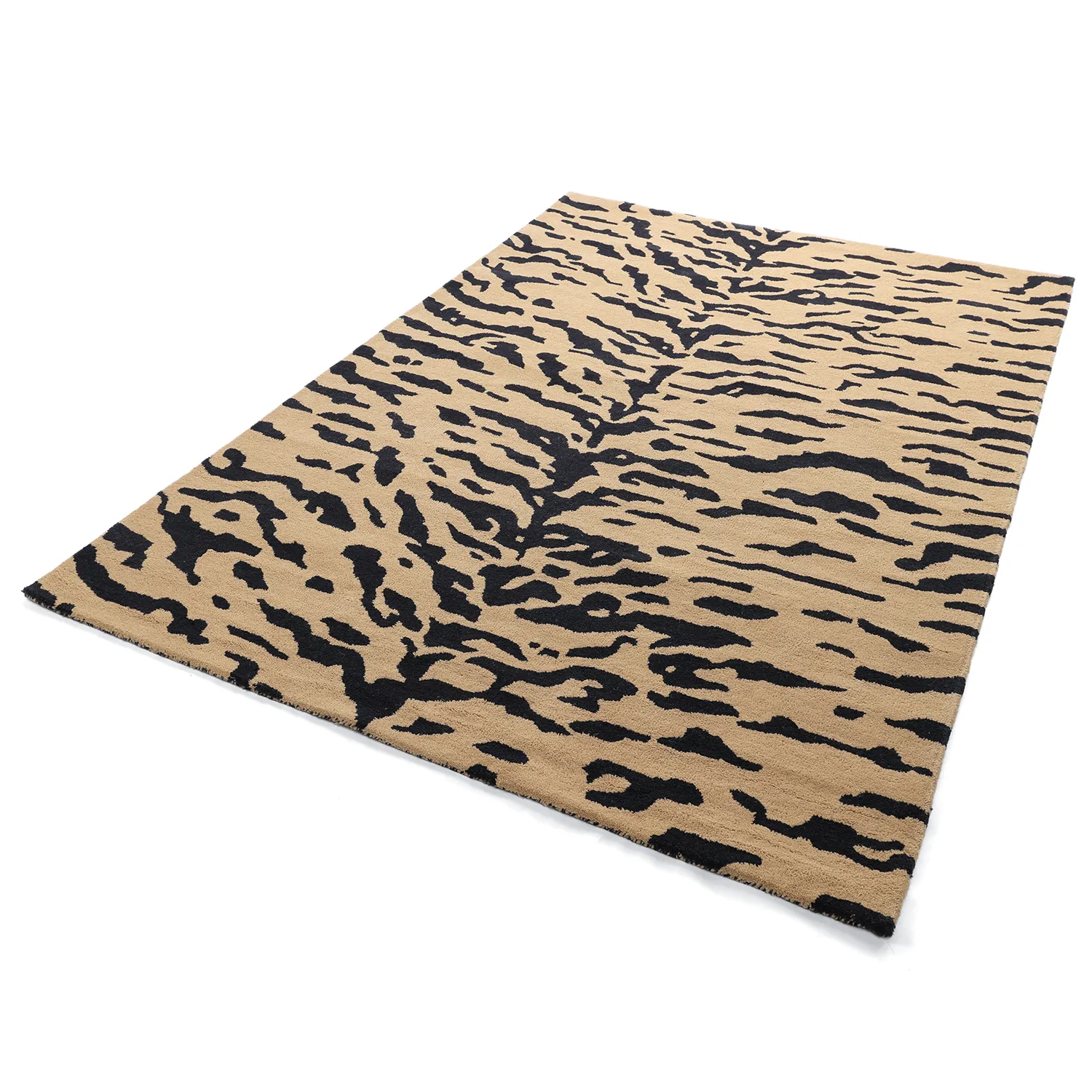 Shaggy rugs - Zebra Tufted Wool Premium (beige/black)