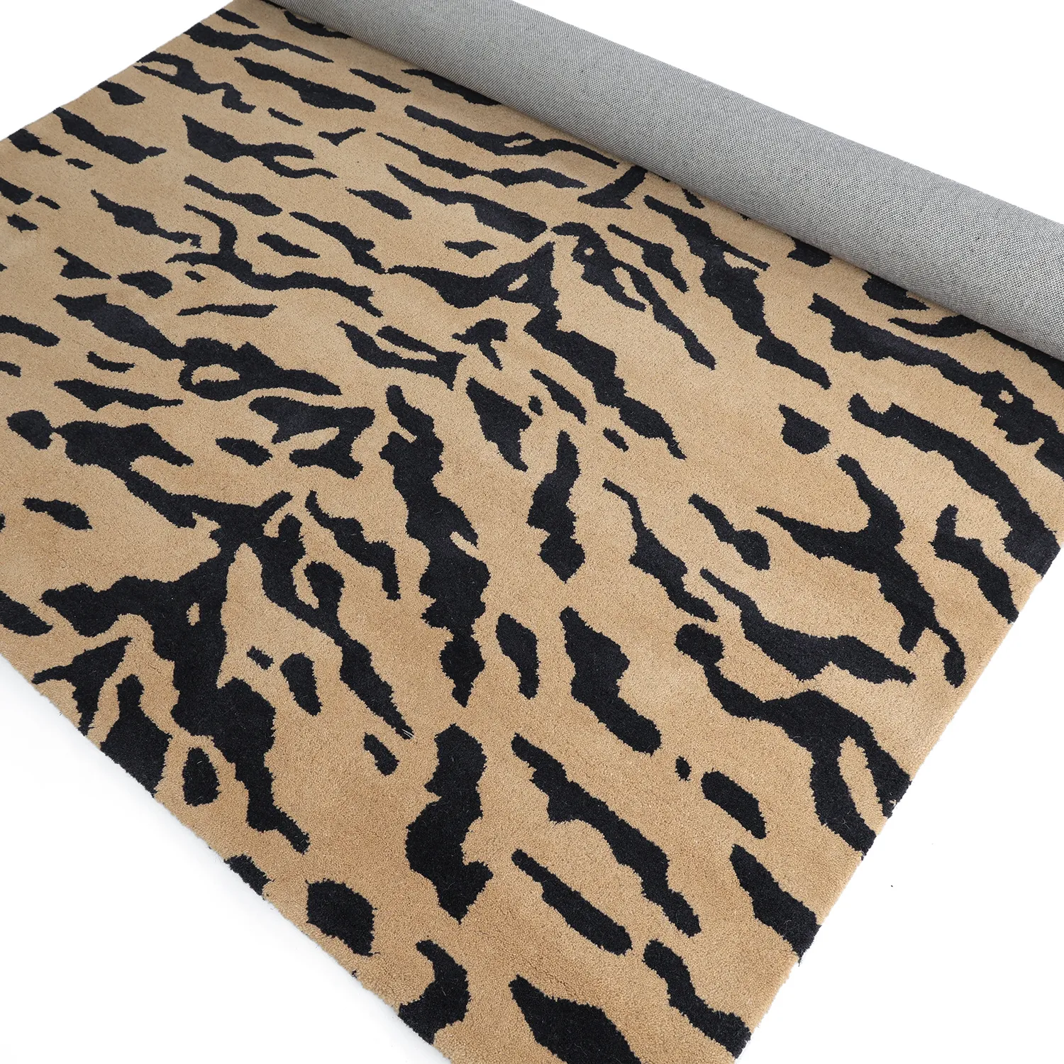 Shaggy rugs - Zebra Tufted Wool Premium (beige/black)