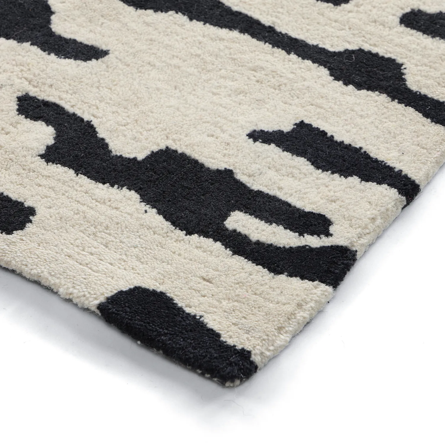 Shaggy rugs - Zebra Tufted Wool Premium (white/black)