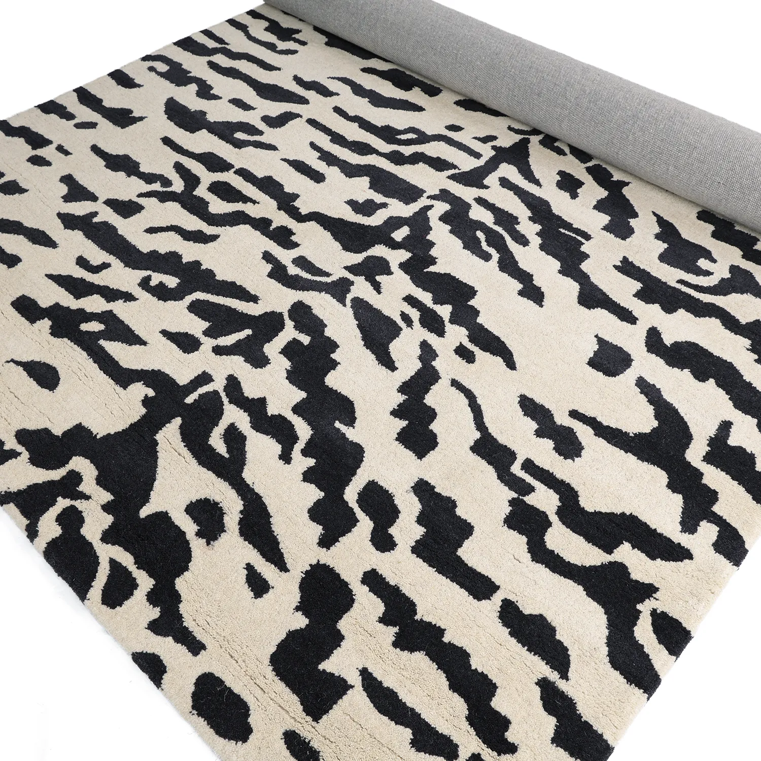 Shaggy rugs - Zebra Tufted Wool Premium (white/black)