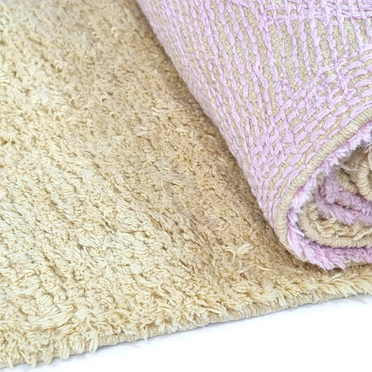 Shaggy rugs - Amira Natural Cotton Shaggy (beige/purple)
