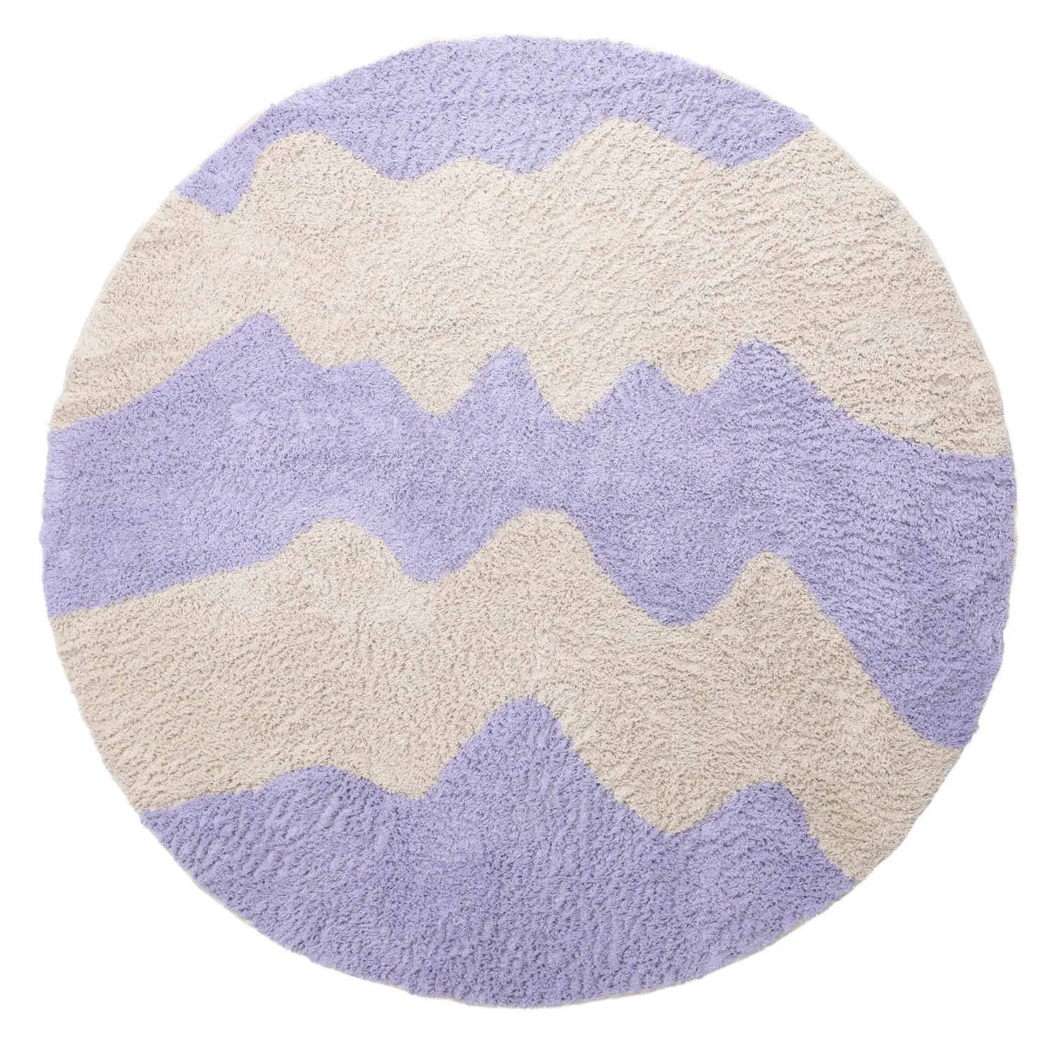 Round rug - Amira Natural Cotton Shaggy (purple/beige)
