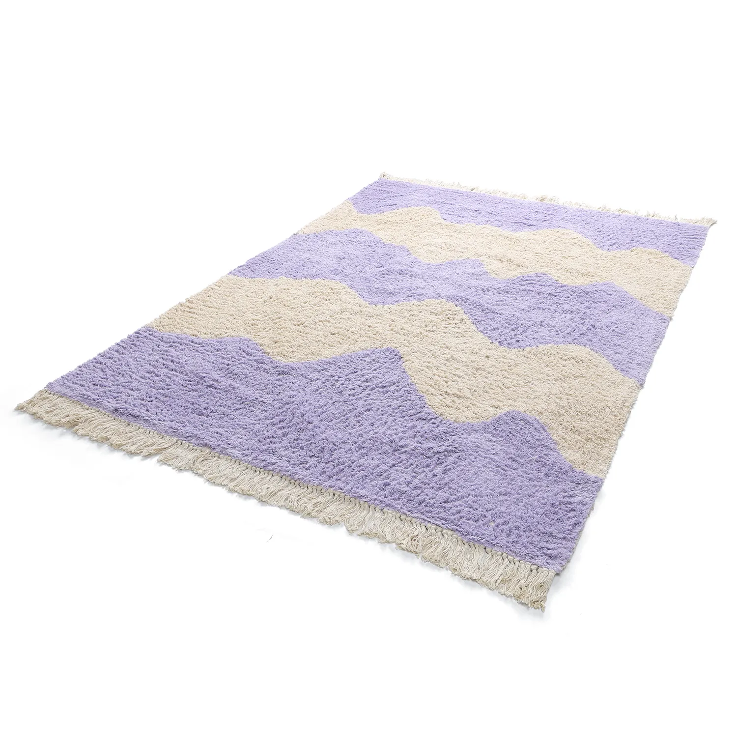 Shaggy rugs - Amira Natural Cotton Shaggy (purple/beige)