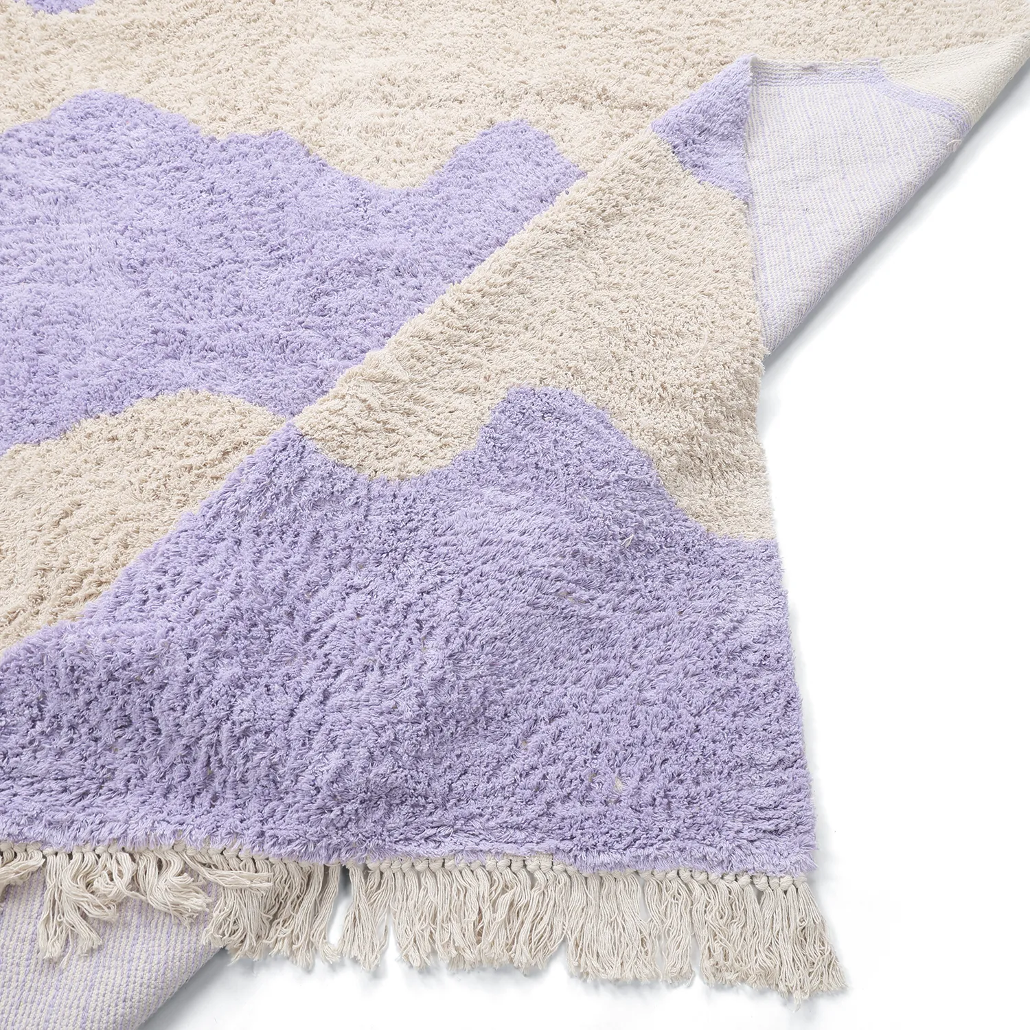 Shaggy rugs - Amira Natural Cotton Shaggy (purple/beige)