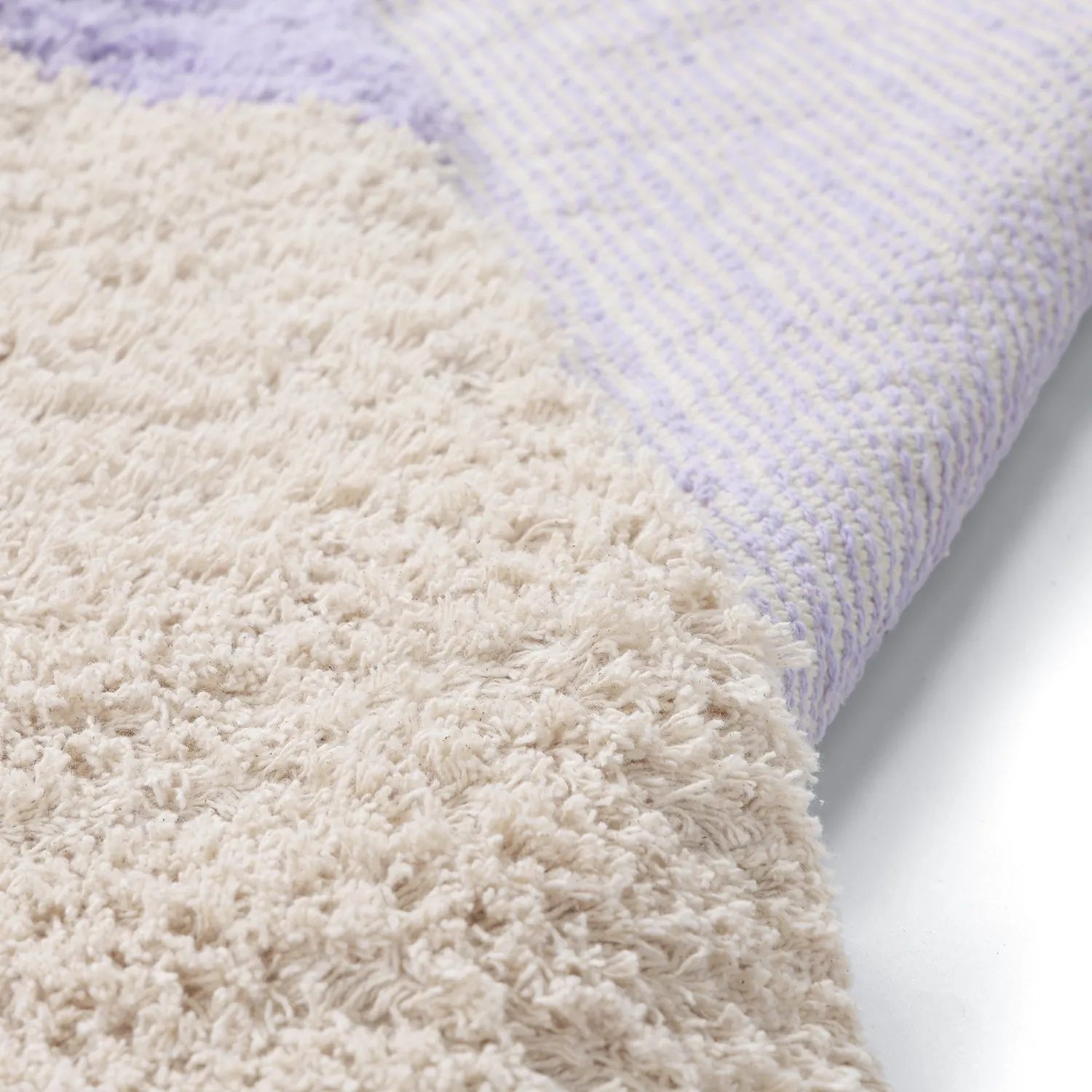 Shaggy rugs - Amira Natural Cotton Shaggy (purple/beige)
