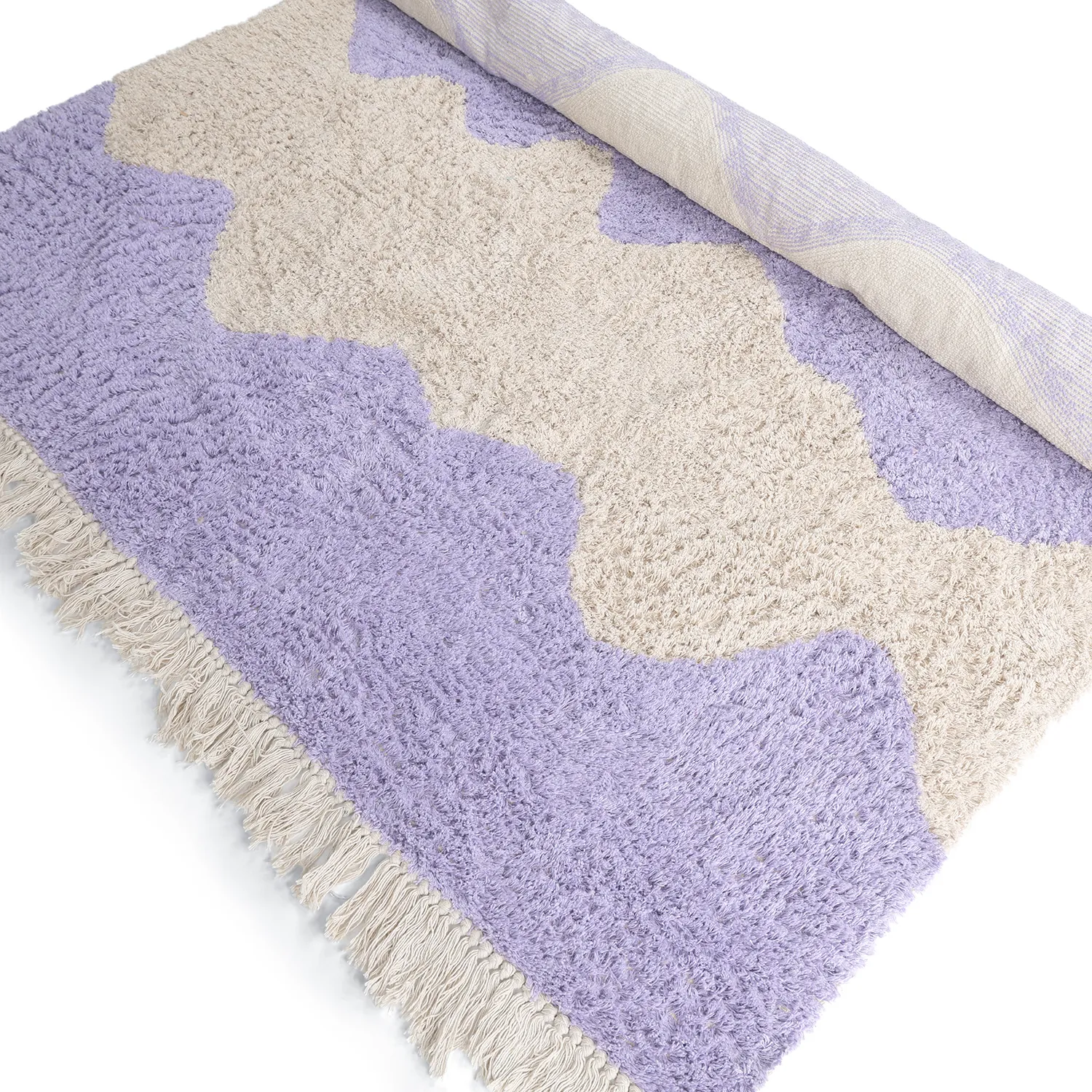 Shaggy rugs - Amira Natural Cotton Shaggy (purple/beige)