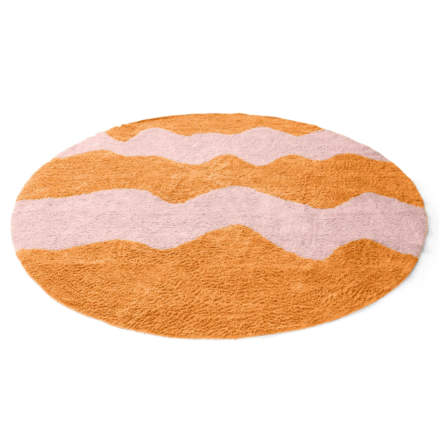 Round rug - Amira Natural Cotton Shaggy (orange/pink)