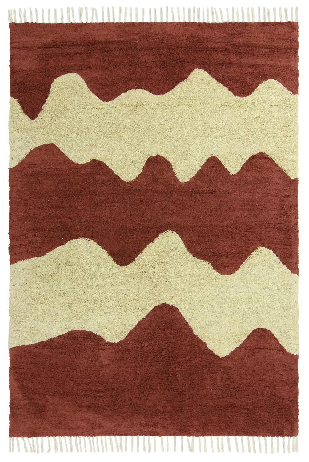 Shaggy rugs - Amira Natural Cotton Shaggy (red/beige)