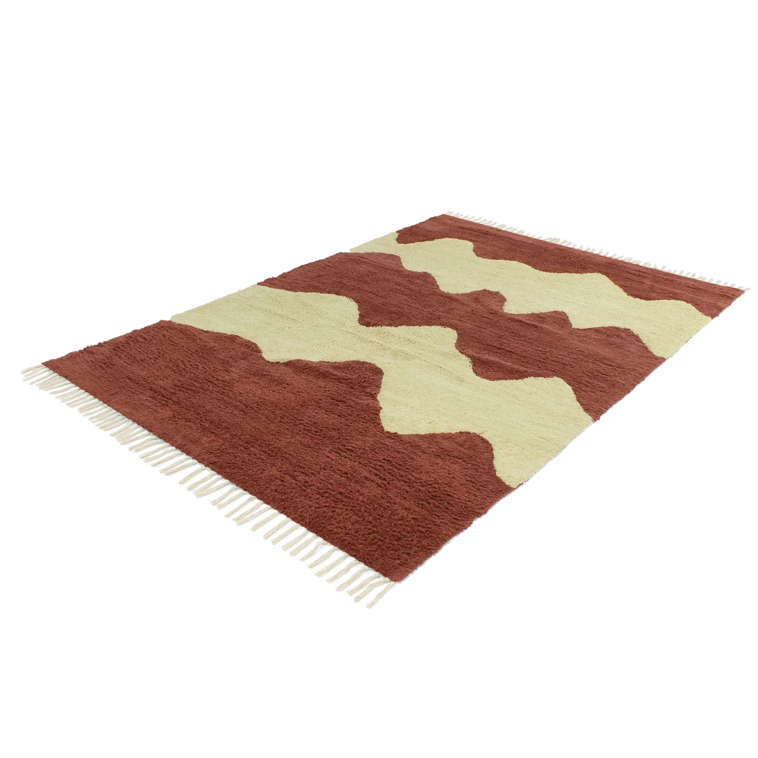 Shaggy rugs - Amira Natural Cotton Shaggy (red/beige)