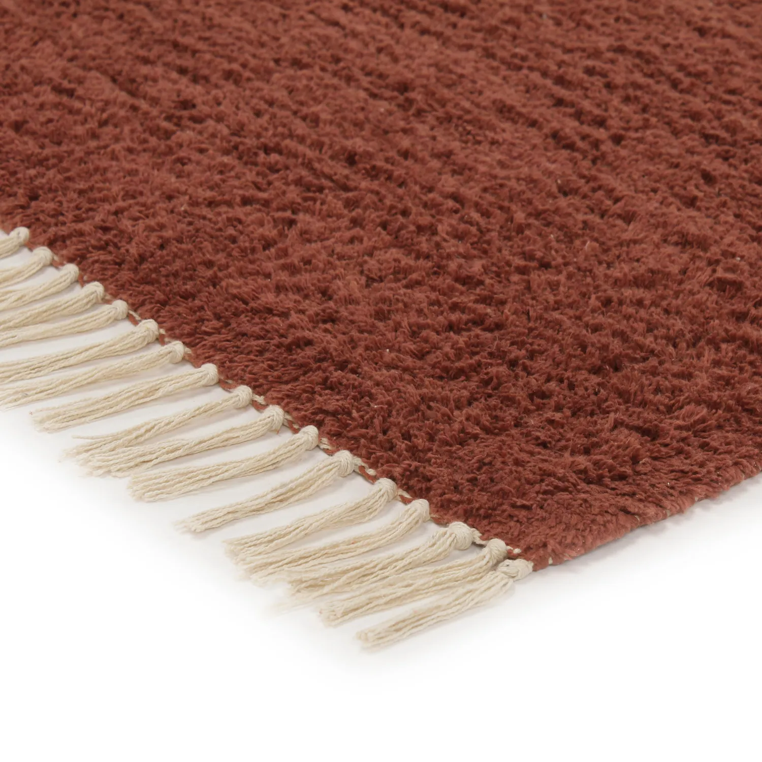 Shaggy rugs - Amira Natural Cotton Shaggy (red/beige)