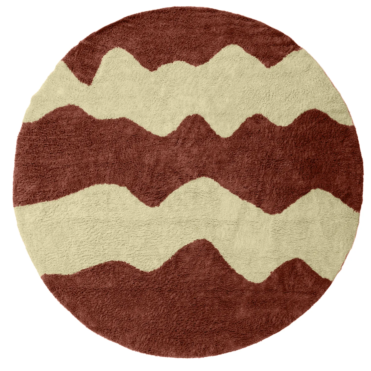 Round rug - Amira Natural Cotton Shaggy (red/beige)