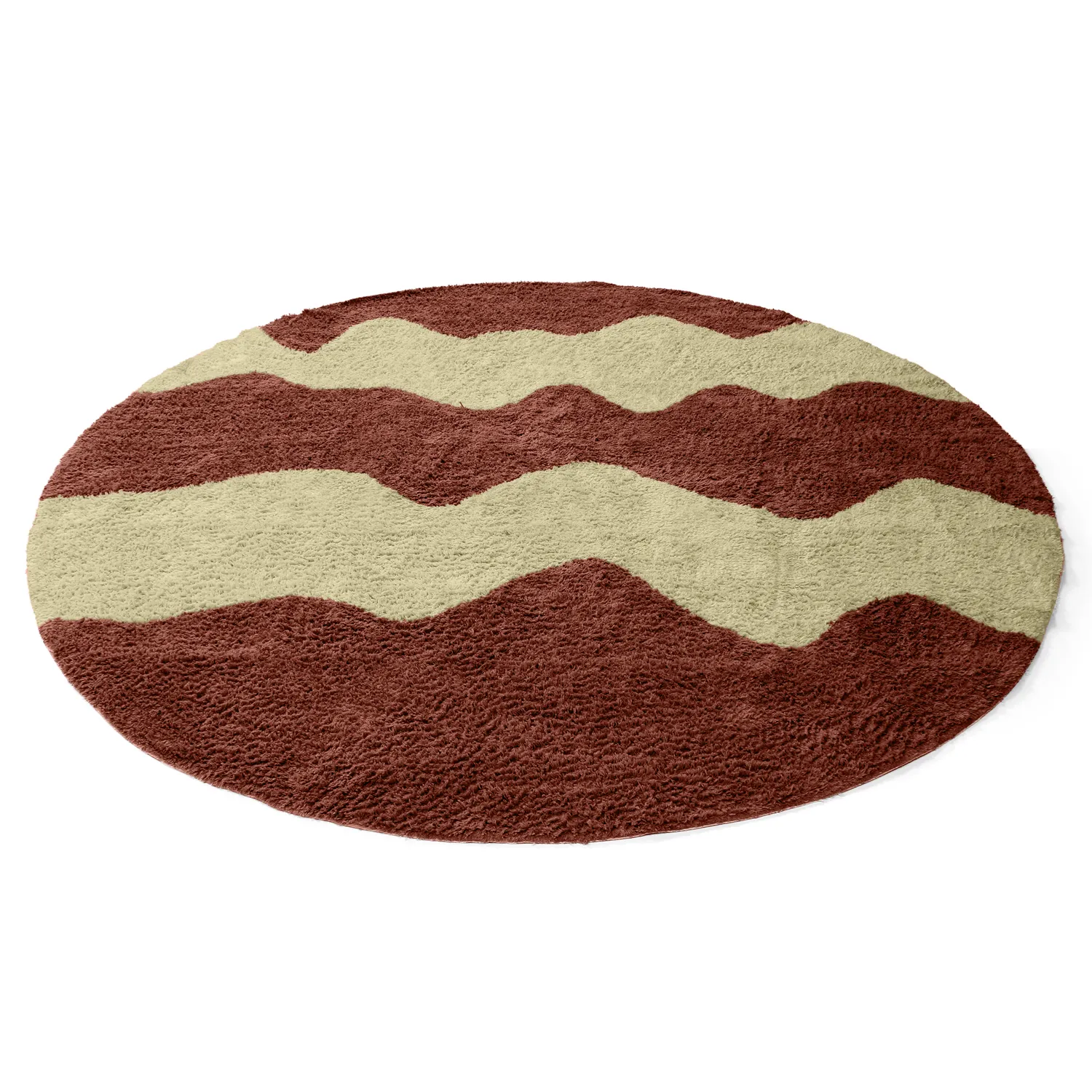 Round rug - Amira Natural Cotton Shaggy (red/beige)