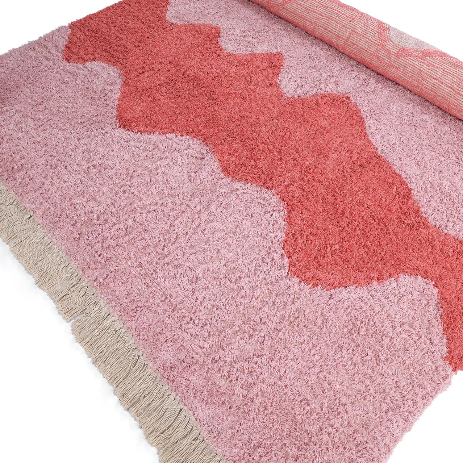 Shaggy rugs - Amira Natural Cotton Shaggy (pink)