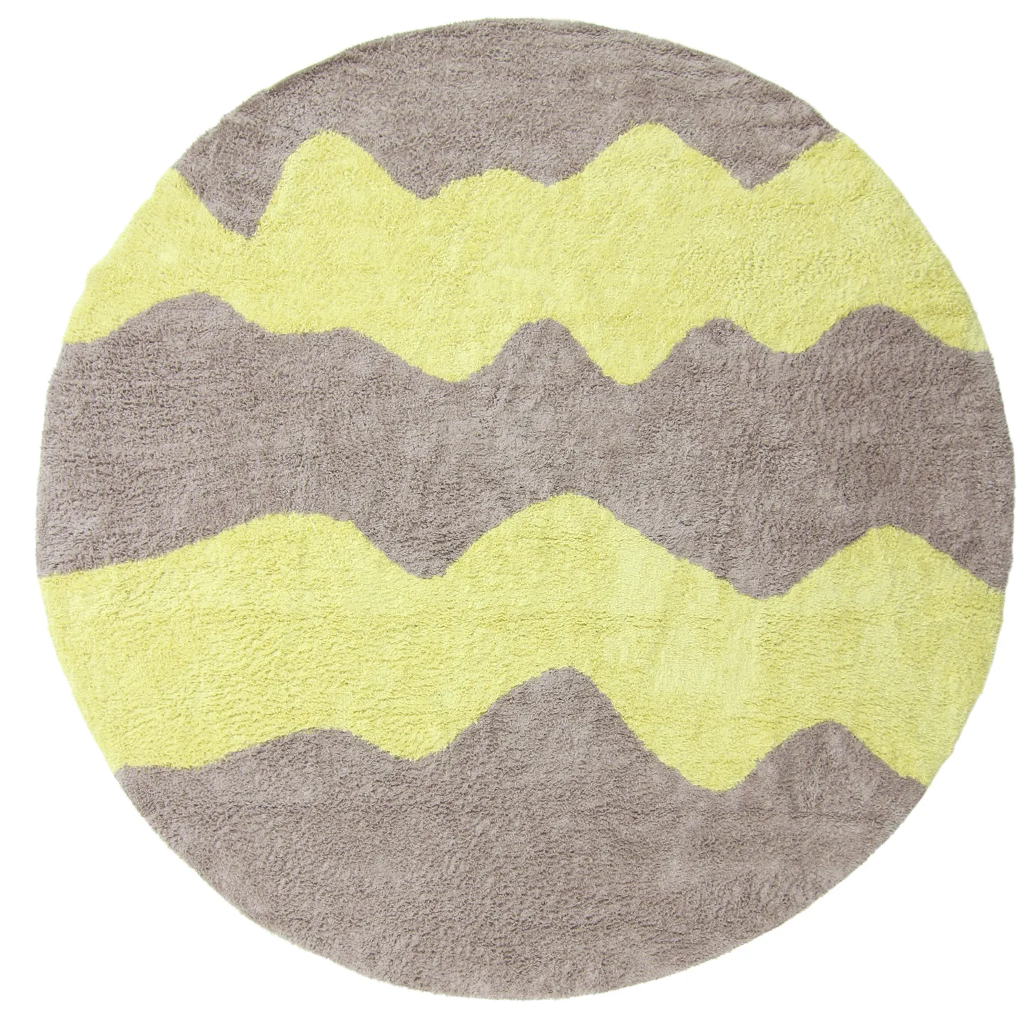 Round rug - Amira Natural Cotton Shaggy (taupe/yellow)