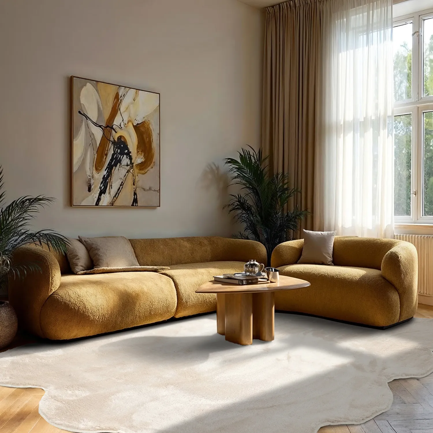 Wavy Shaggy Rug - Aranga Super Soft Fur (beige)