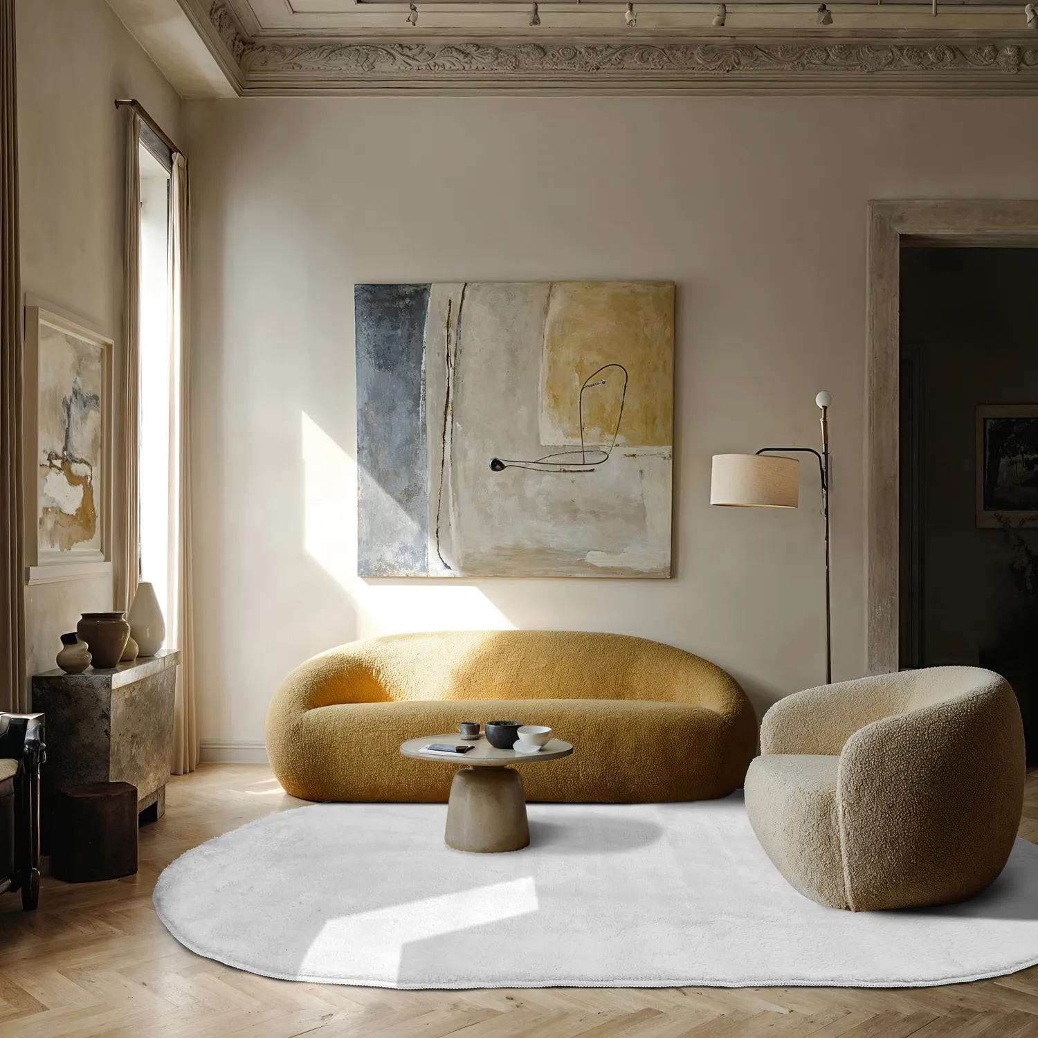 Oval Shaggy Rug - Aranga Super Soft Fur (white)