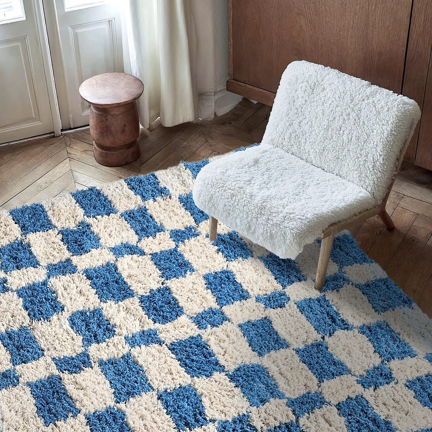 Shaggy rugs - Atrani Natural Cotton Shaggy (blue)