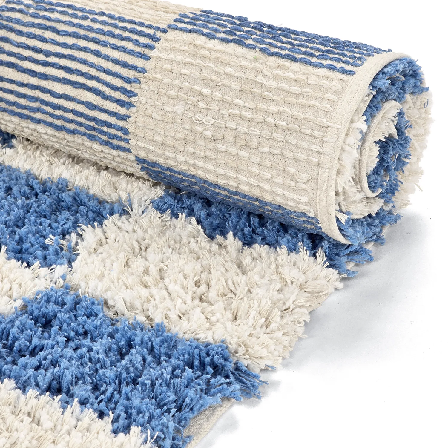 Shaggy rugs - Atrani Natural Cotton Shaggy (blue)