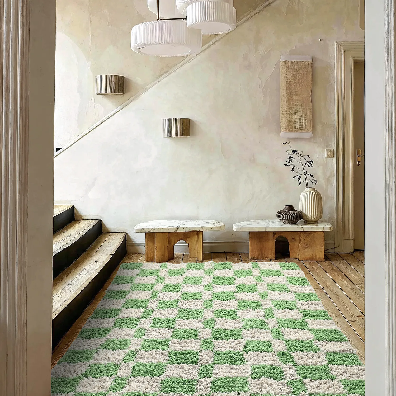 Shaggy rugs - Atrani Natural Cotton Shaggy (green)