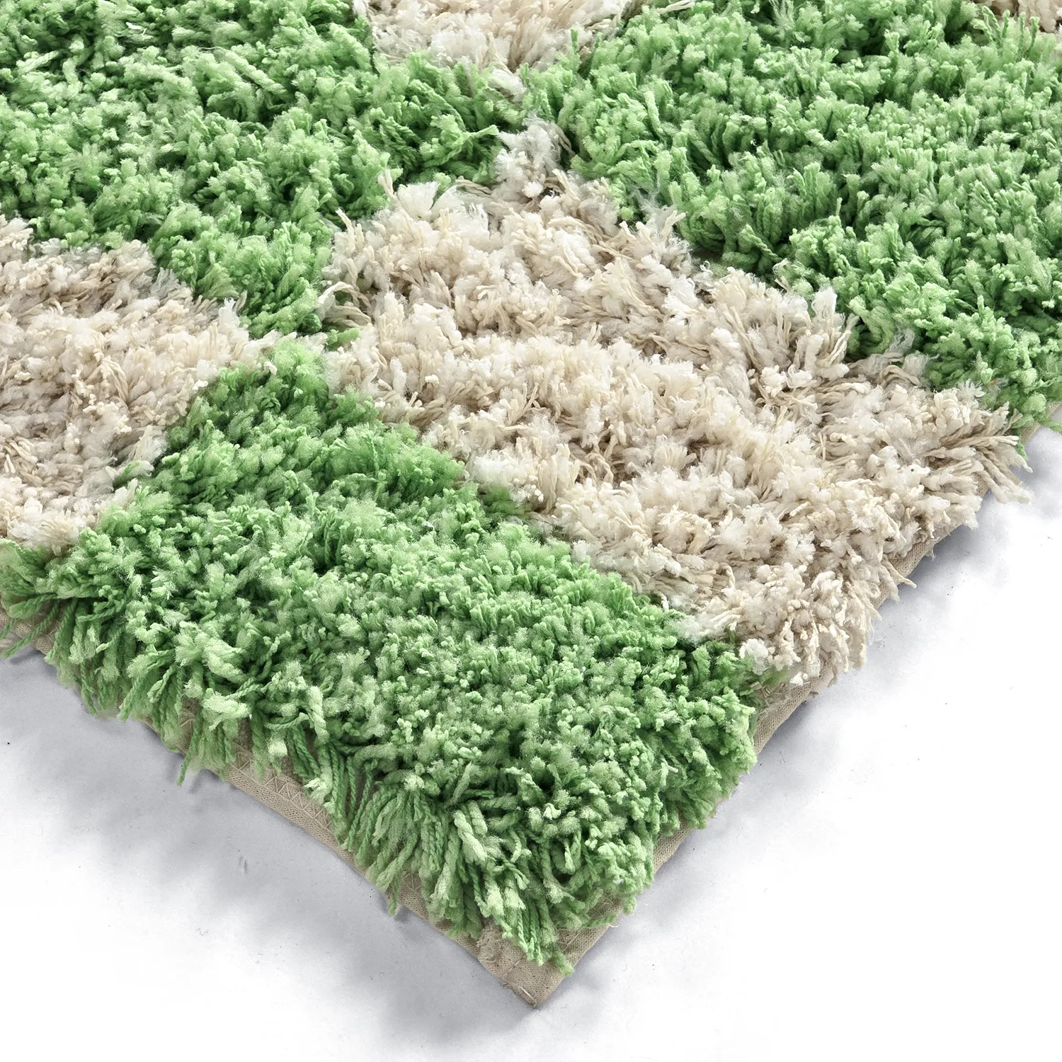 Shaggy rugs - Atrani Natural Cotton Shaggy (green)