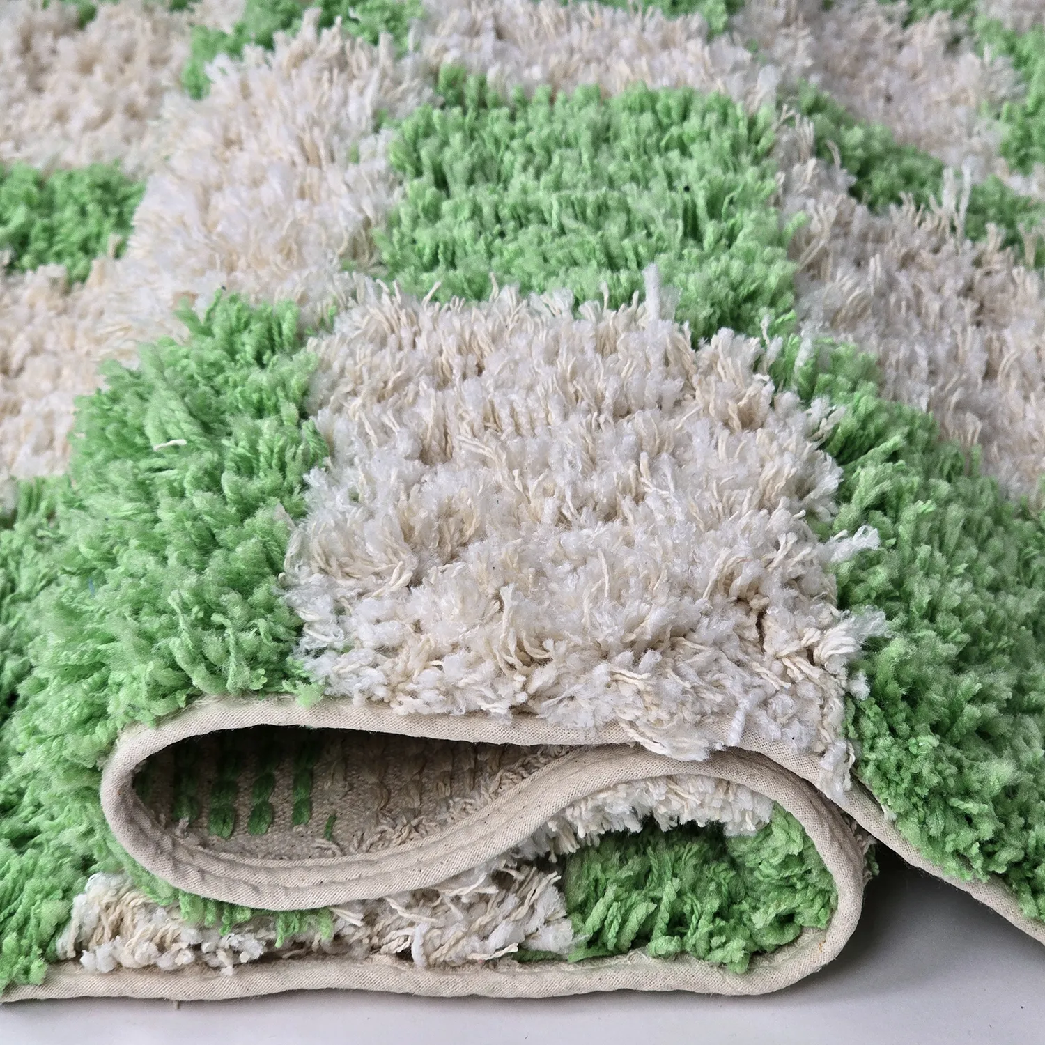 Shaggy rugs - Atrani Natural Cotton Shaggy (green)