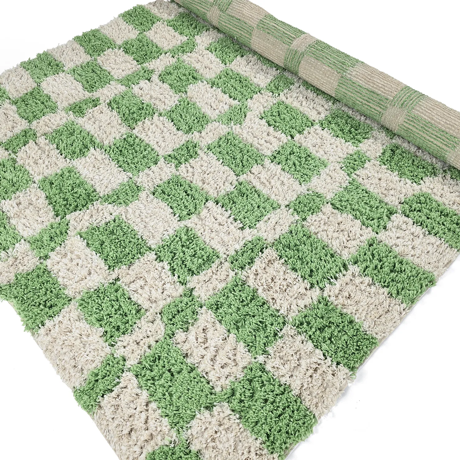 Shaggy rugs - Atrani Natural Cotton Shaggy (green)