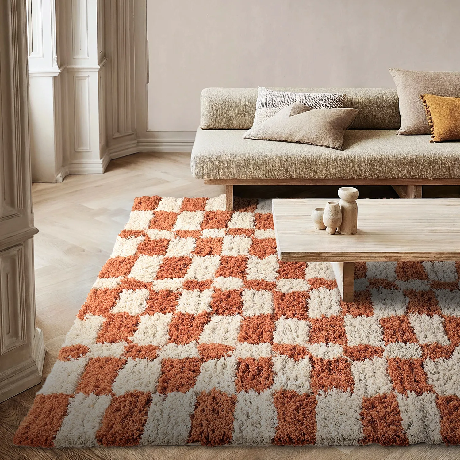 Shaggy rugs - Atrani Natural Cotton Shaggy (orange)