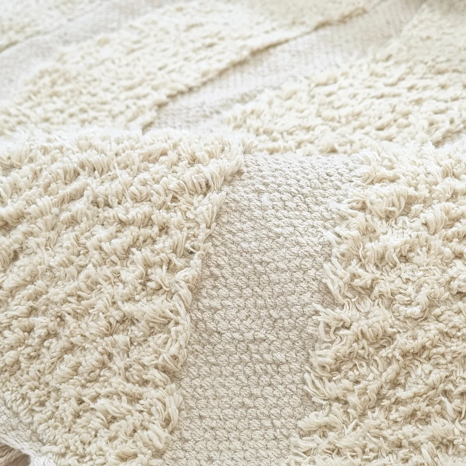 Round rug - Callista Natural Cotton Shaggy (beige)