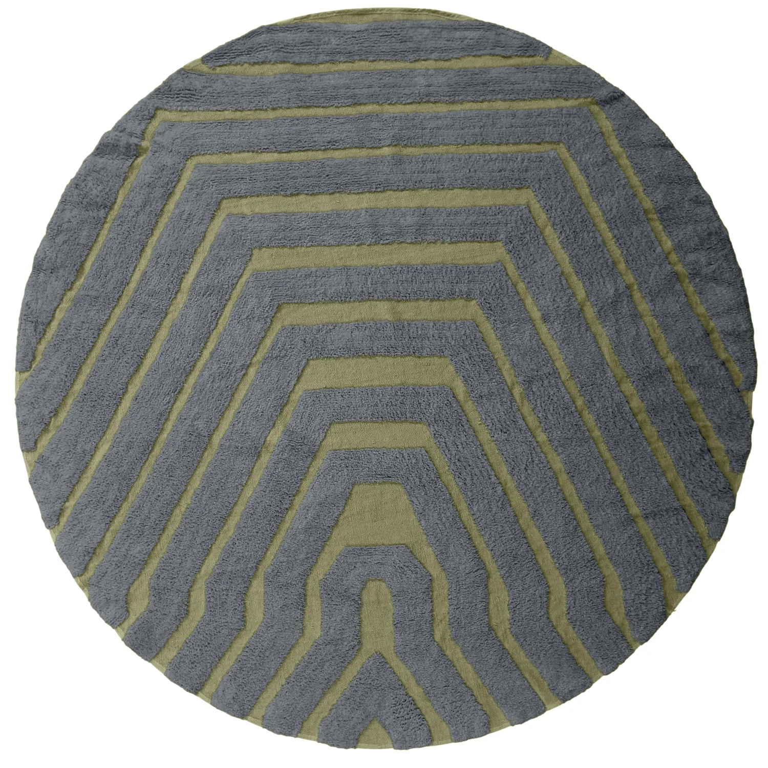 Round rug - Callista Natural Cotton Shaggy (black/green)
