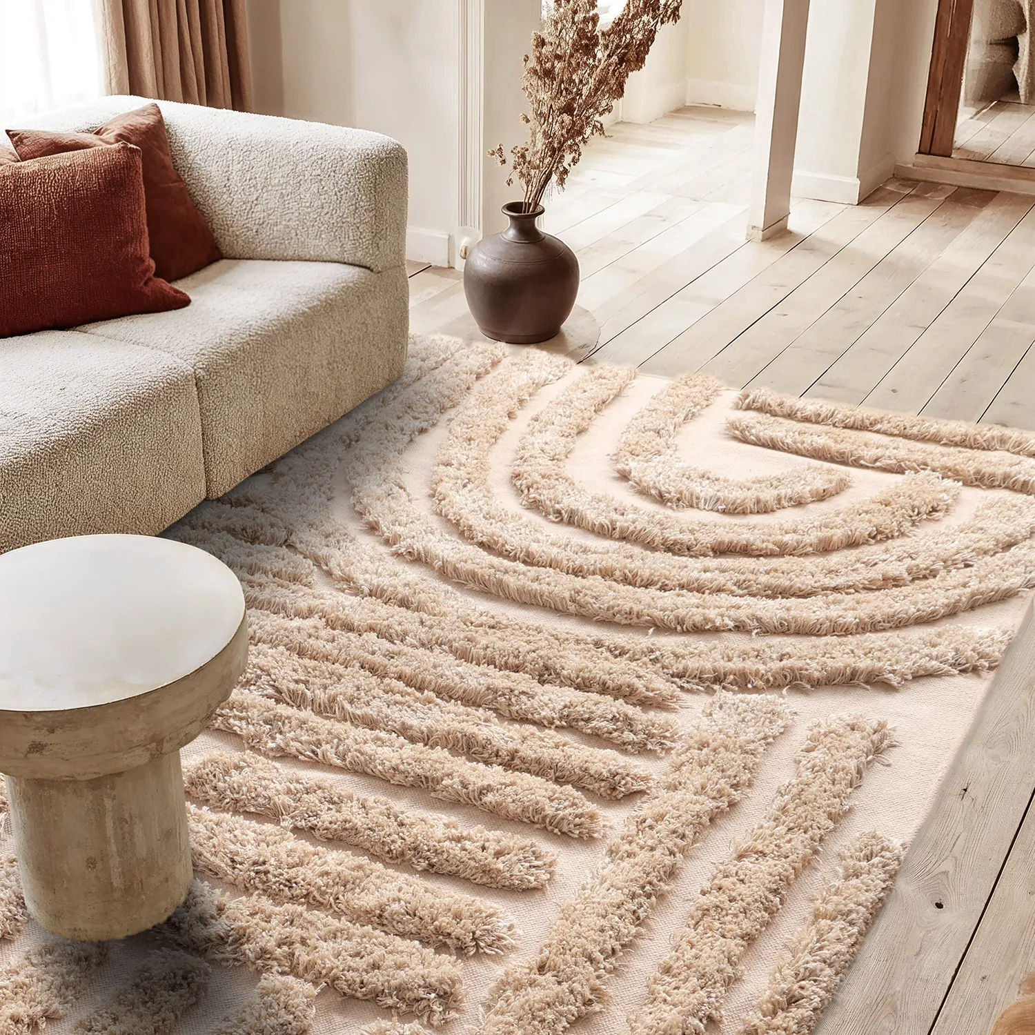 Shaggy rugs - Cazorla Natural Cotton Shaggy (beige)