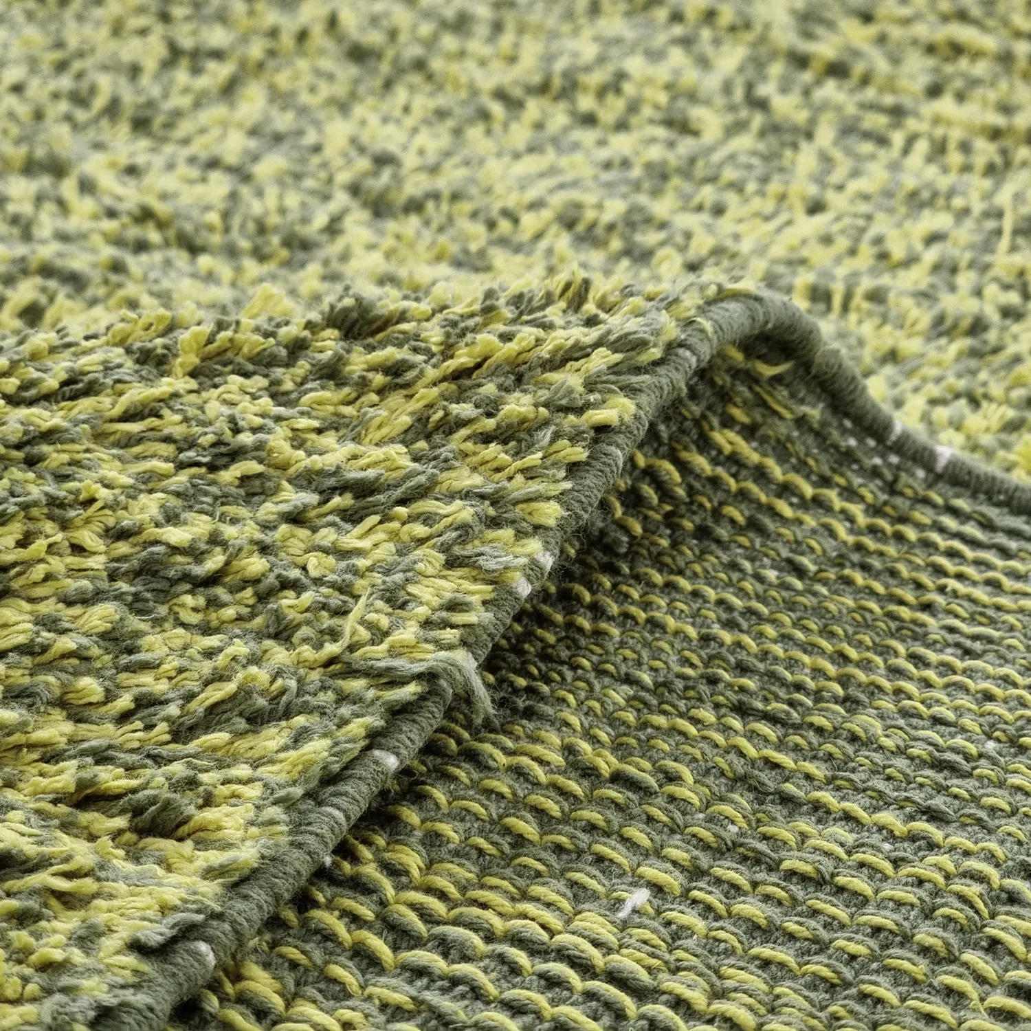 Shaggy rugs - Celina Natural Cotton Shaggy (green/yellow)