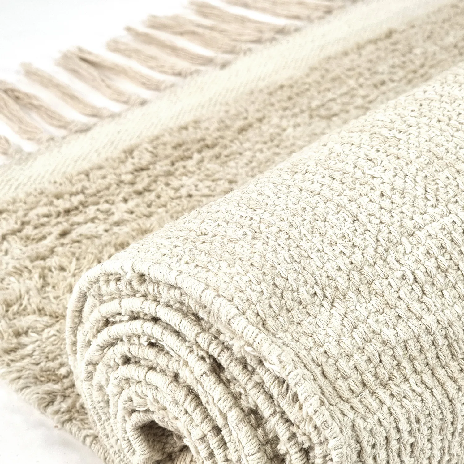 Shaggy rugs - Celina Natural Cotton Shaggy (off white/beige)