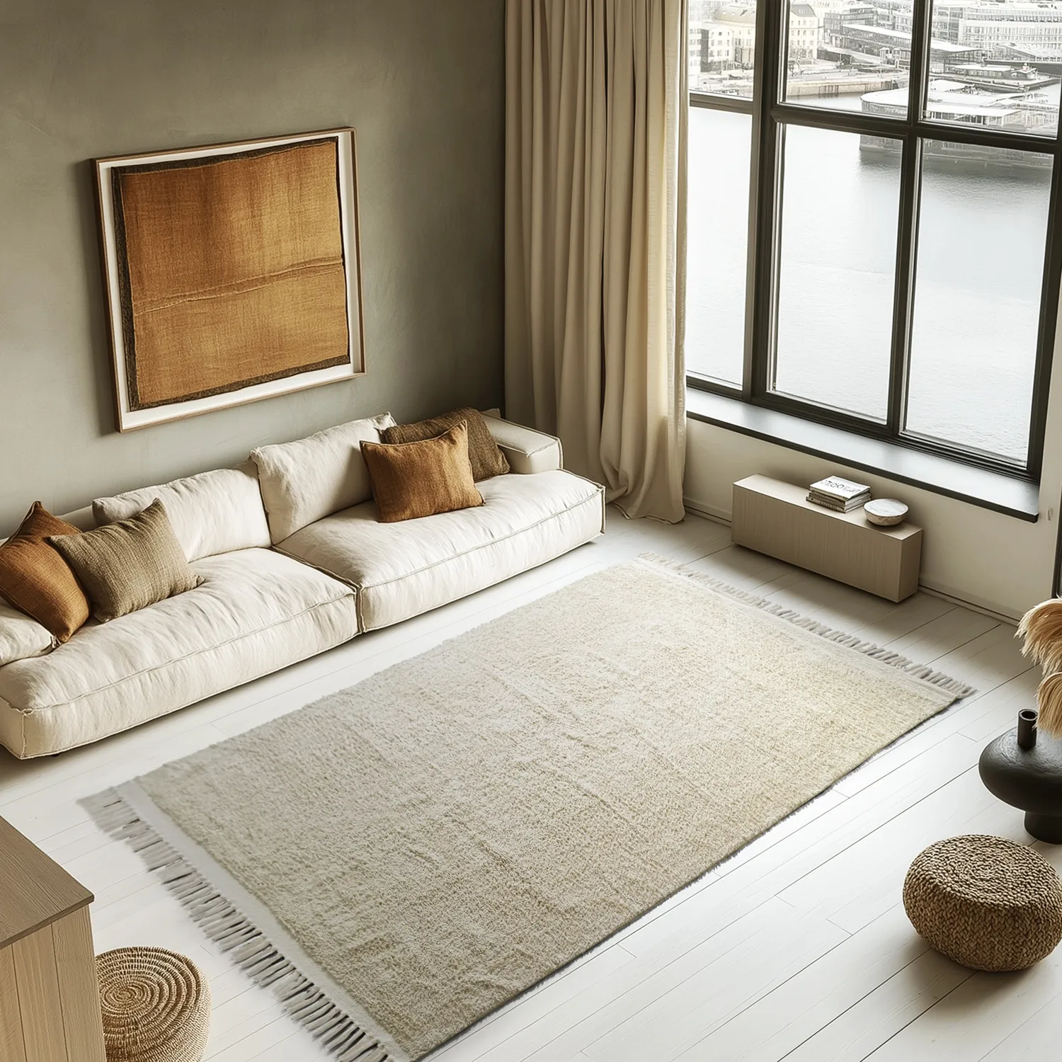 Shaggy rugs - Celina Natural Cotton Shaggy (off white/beige)