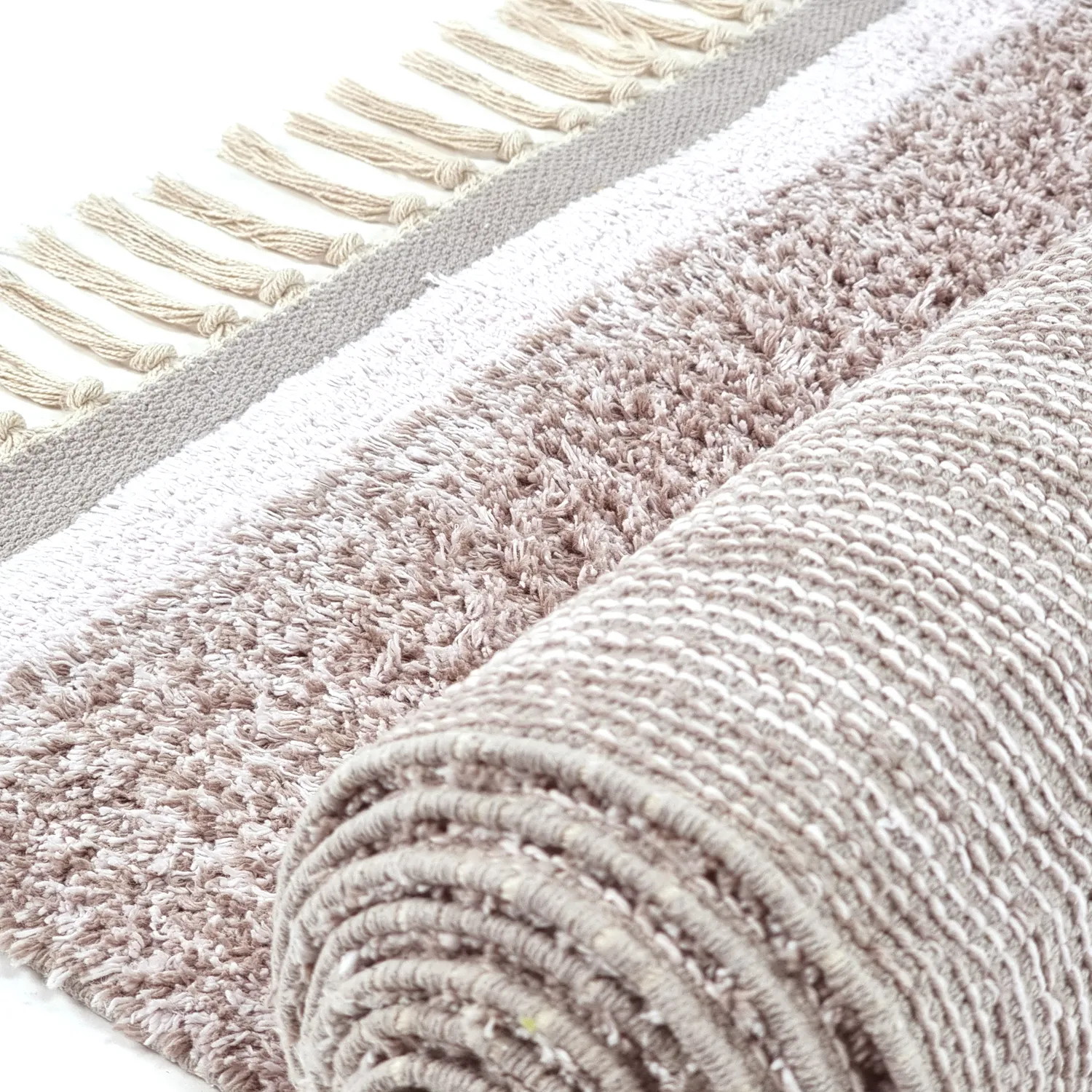 Shaggy rugs - Celina Natural Cotton Shaggy (taupe/lavender)