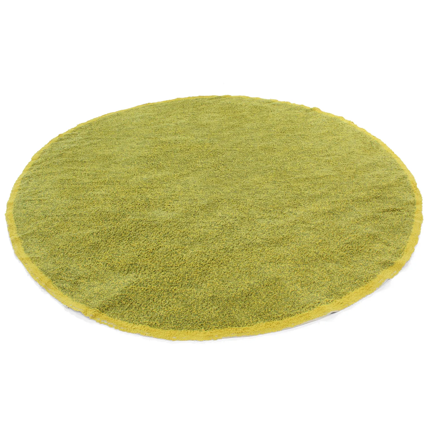 Round rug - Celina Natural Cotton Shaggy (green/yellow)