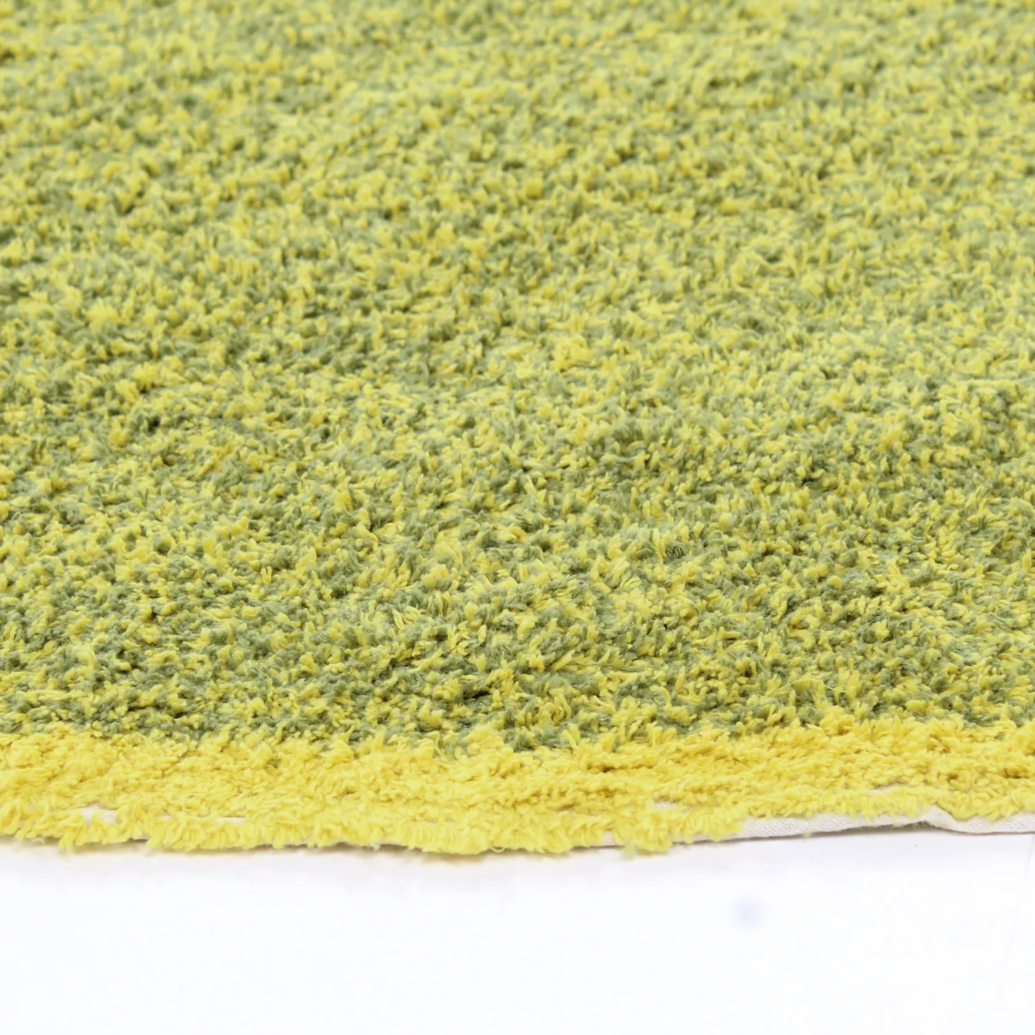 Round rug - Celina Natural Cotton Shaggy (green/yellow)