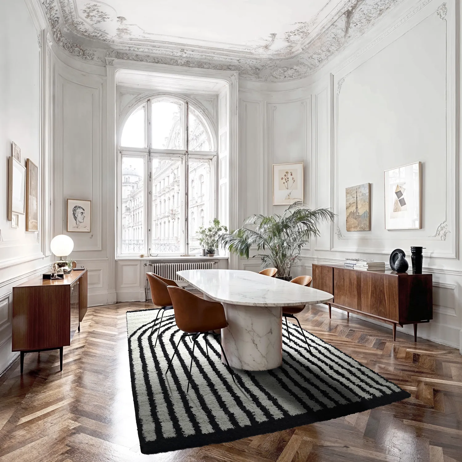 Shaggy rugs - Cluny (white/black)
