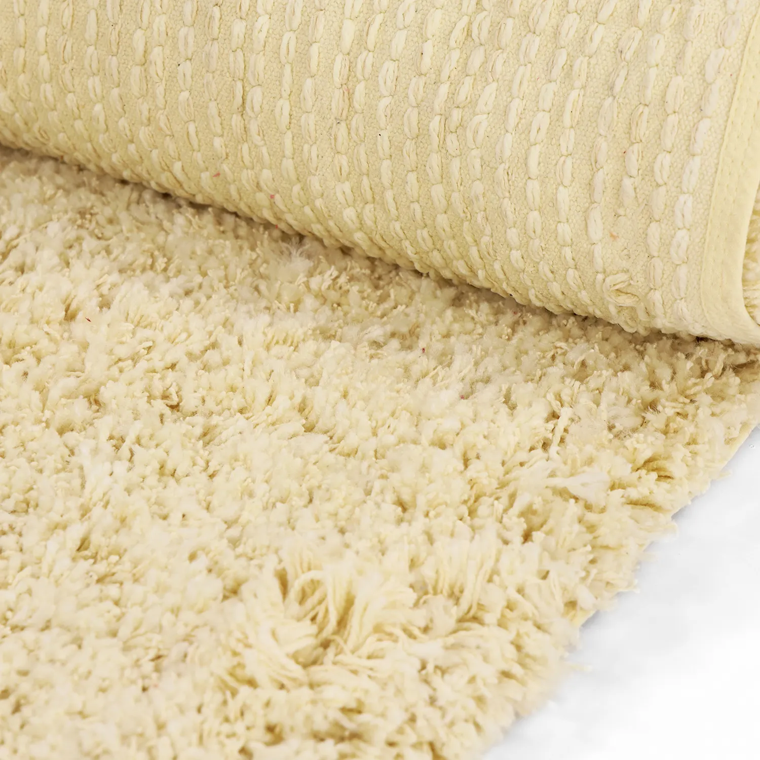 Shaggy rugs - Combarro Solid Cotton Shaggy (light yellow)