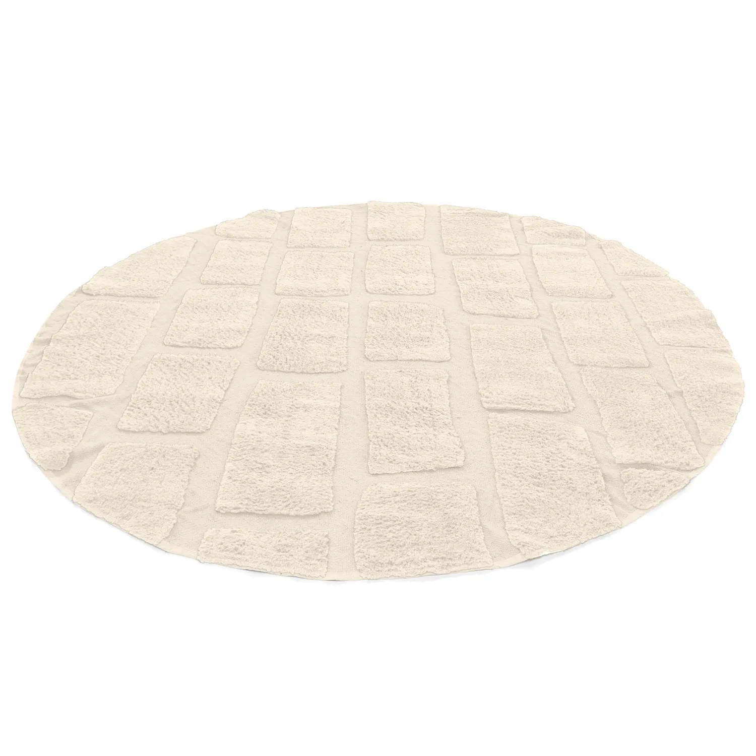 Round rug - Cyrus Natural Cotton Shaggy (beige)